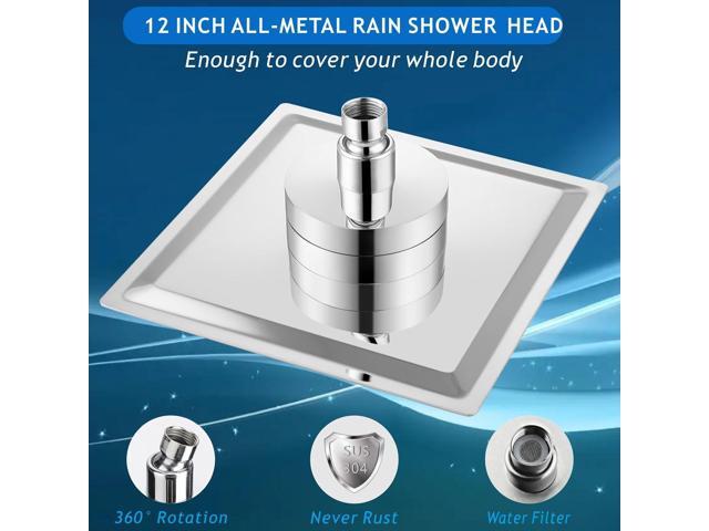 Voolan Rain Shower Head with Filtered - High Flow Large Rainfall Shower Heads Made of Stainless Steel - Waterfall Showerhead Filter For Hard Water...