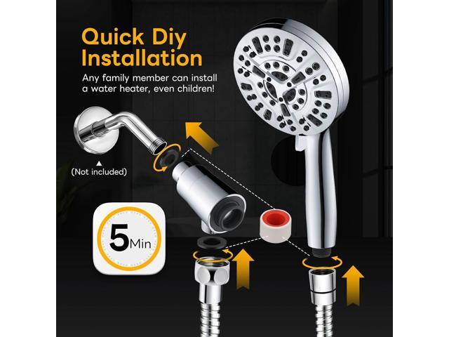 High Pressure 10 Ways Handheld Shower Head Chrome- Anti-clog Nozzles, Built-in Power Wash to Clean Tub, Wall & Overhead Brackets,Magnetitc Rainfall...