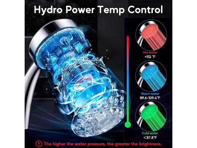 LED Shower Head with High Pressure 10'' Rain Shower Head, 11'' Adjustable Extension Arm, Color Changing Based On Water Temperature, Stainless...