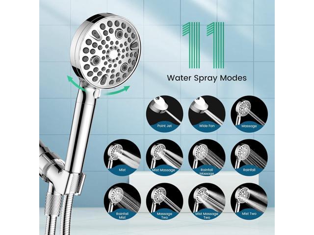 FEELSO 11-Spray Filtered Shower Head Handheld, High Pressure Showerheads with Filters Water Pressure Adjustment for Hard Water - Reduce Dry Skin,...