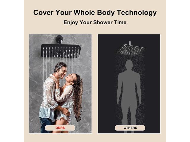 12 Inch Rain Shower Head High Pressure Dual Shower Heads Rainfall Showerhead with 9 Sprays Handheld Spray Combo & 70'Long Fixed Showerheads Hose,...