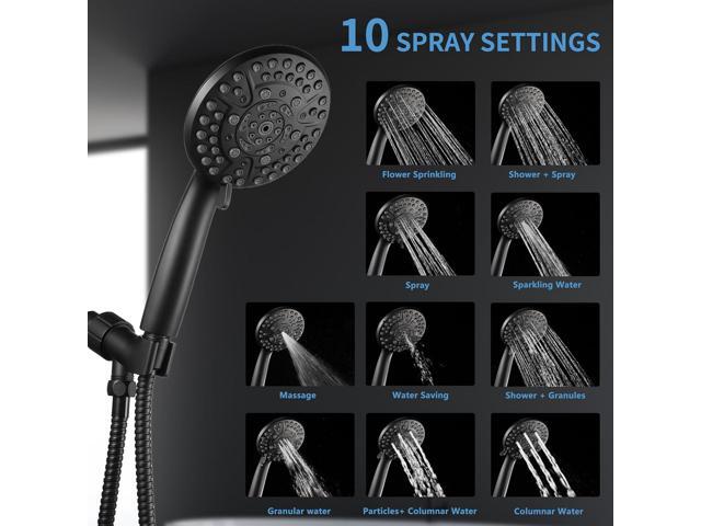 10 Spray Shower Head with Handheld,High Pressure shower heads with Handheld Spray Combo,Hand Held Shower Head with 60 Inch Long Hose (Matte Black)