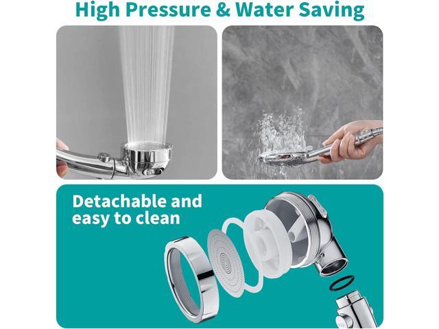 MIAOHUI Modern Handheld Shower Head with On Off Switch, High Pressure Shower Head with Handheld, 3 Spray Settings Removable Shower Head with Hose,...