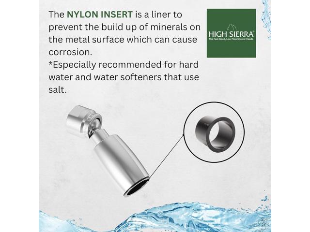High Sierra - CLASSIC Solid Metal 1.5 GPM Award Winning. Ultra Low Flow Shower Head. Lead-Free. Patented Nozzle Never Clogs - Polished Chrome Finish