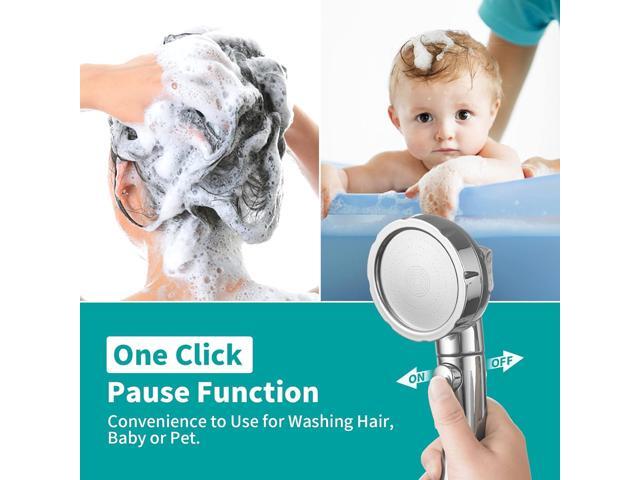 MIAOHUI Modern Handheld Shower Head with On Off Switch, High Pressure Shower Head with Handheld, 3 Spray Settings Removable Shower Head with Hose,...