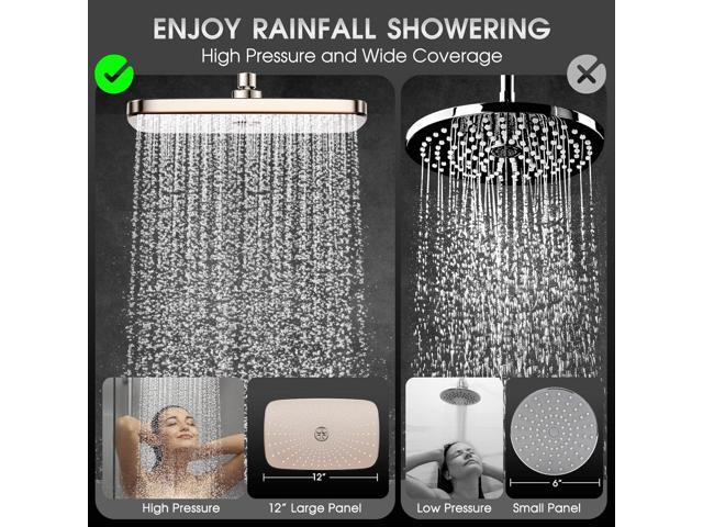 12' Rain Shower Head with Magnetic 4.7' 9-Mode Handheld Spray Combo, High Pressure Dual Shower Heads with Adjustable Extension Arm, with 59'' Extra...