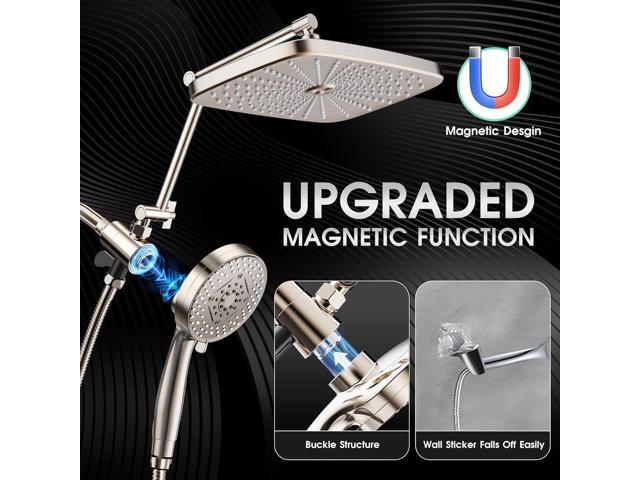 12' Rain Shower Head with Magnetic 4.7' 9-Mode Handheld Spray Combo, High Pressure Dual Shower Heads with Adjustable Extension Arm, with 59'' Extra...