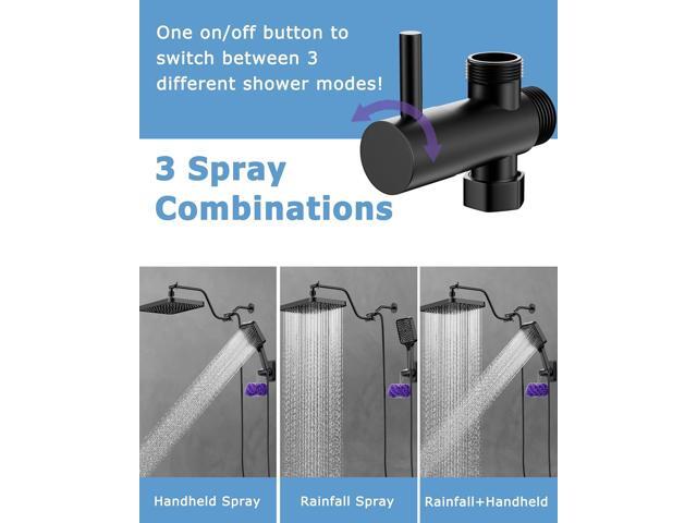 Rainfall Shower Head 13 Inch Black, Shower Head Combo High pressure, Rain Shower Head Extension Arm Combo
