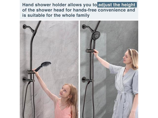 BRIGHT SHOWERS Rain Shower Head Combo with High Pressure Handheld Shower Head and Solid Brass Rail and Diverter Brass Shower Column and Height...