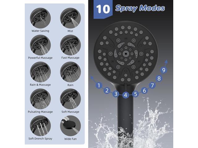 Hibbent Upgraded 13'' Shower Head Combo, High Pressure 5 Spray Rainfall Showerhead with 10 Spray Modes Handheld, All Metal 3-way Diverter Shower...