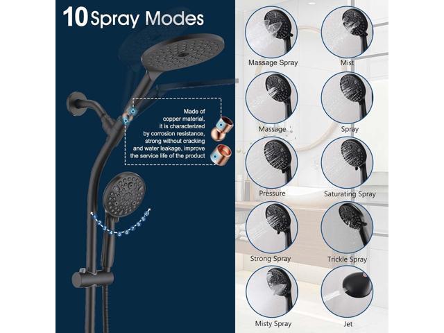 High Pressure Shower Head with Handheld Shower, 26' Adjustable Height Drill-Free Slide Bar, 3-Way Diverter for Easy Reach, Dual Shower Head Combo...