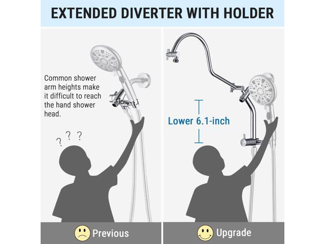 G-Promise 12 Inch Metal Rain Shower Head with Handheld Spray Combo, Massage Fixed and 7+2 Function Handheld Showerhead, Extended Diverter with 12...