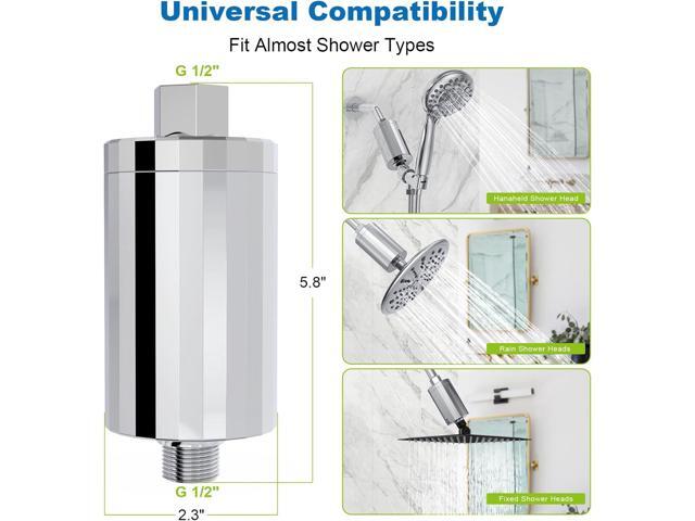 ALL METAL Shower Head Filter KDF 55 Shower Filter Vitamin C E & A for Hard Water, High Pressure Universal Shower Water Filters to Remove Toxic...