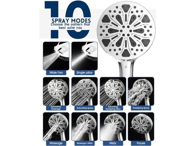 Filtered Shower Head with Handheld and Hose, 10 Spray Modes High Pressure Showerhead for Hard Water, Water Saving Removable Filter with Beads,...