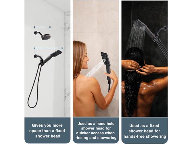 BRIGHT SHOWERS High Pressure Handheld Shower Head Set, High Flow Hand Held Showerhead with 60' Long Stainless Steel Hose and Adjustable Wall...
