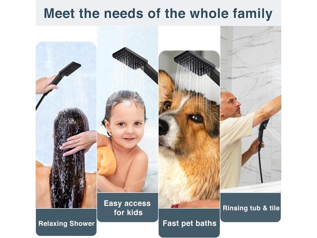 BRIGHT SHOWERS High Pressure Handheld Shower Head Set, High Flow Hand Held Showerhead with 60' Long Stainless Steel Hose and Adjustable Wall...