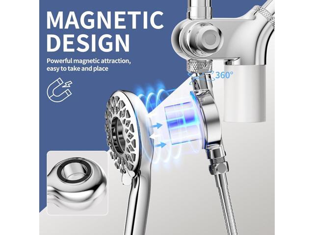 SINGSUO Filtered Rain Shower Head with Handheld Spray Combo, High Pressure Dual Shower Head with Filter for Hard Water, Modern Magnetix Double...