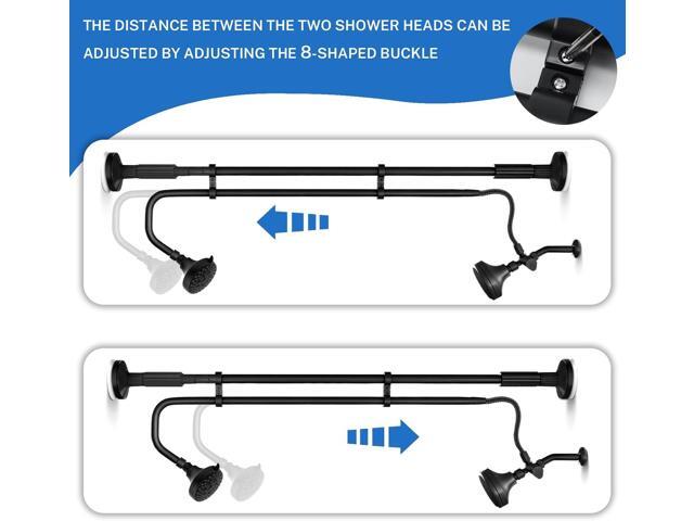 Tandem Shower Heads, Double Shower Head for Couples, Dual Shower Head System for Two People, High Pressure and Adjustable Double Shower Heads (Black)
