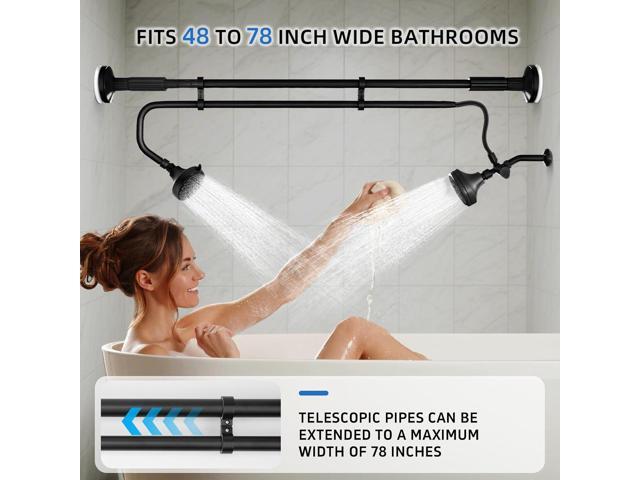 Tandem Shower Heads, Double Shower Head for Couples, Dual Shower Head System for Two People, High Pressure and Adjustable Double Shower Heads (Black)