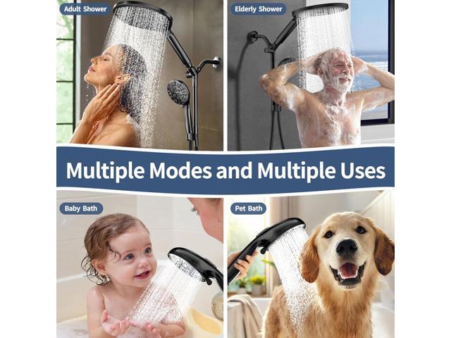 KAIYING Dual Shower Heads with Handheld Spray Combo, High Pressure Modern Rain Shower Head with 9-Mode Handheld Showerhead, Double Rainfall Shower...