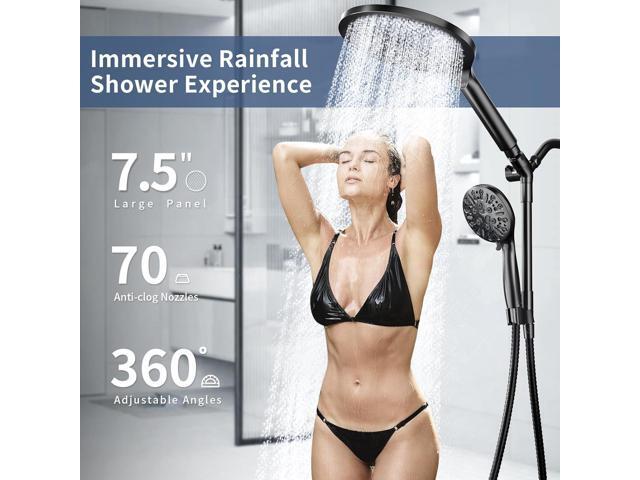KAIYING Dual Shower Heads with Handheld Spray Combo, High Pressure Modern Rain Shower Head with 9-Mode Handheld Showerhead, Double Rainfall Shower...