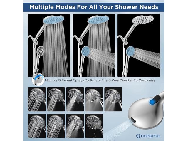 Dual Filtered Handheld Shower Heads Combo, HOPOPRO 15-Mode High Pressure Rainfall Showerheads Combo Set with Filter, for Hard Water, Removes...