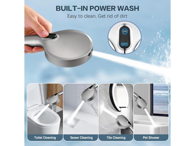 BRIGHT SHOWERS Filtered Shower Head with Handheld, High Pressure 9 Spray Mode Showerhead with Long Hose and Bracket, Water Softener Filters Beads...