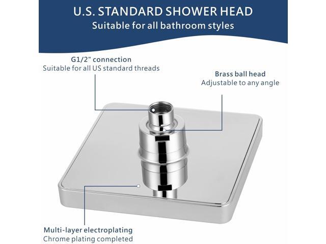 High Pressure Rain Shower Head, High Flow Pressure Boosting Adjustable Rainfall Showerhead, Awesome Shower Experience Even At Low Water Flow, Chrome