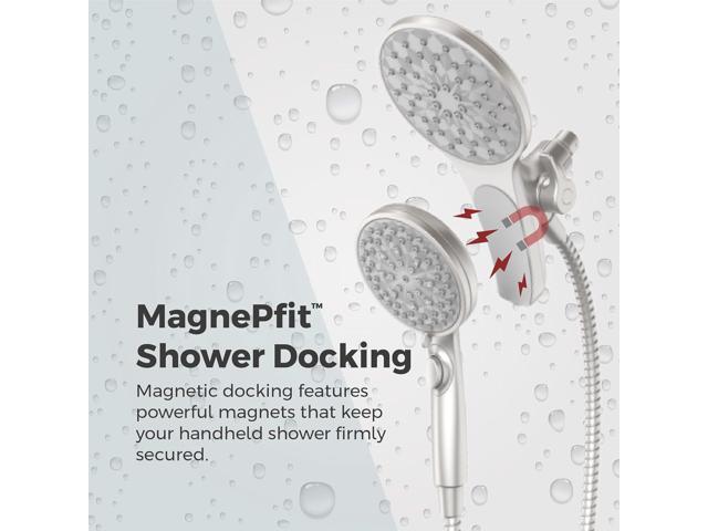Pfister HydroFuse Shower Head and Handheld Combo, Hose Included, Magnetic Docking, 6-Function, 2.5 GPM, Spot Defense Brushed Nickel Finish, 020HFM01GS