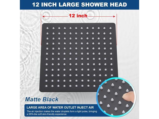 Midanya Rain Shower Head, Stainless Steel Large Rainfall Shower Head High Pressure, Bathroom Waterfall Square Showerhead, Ceiling or Wall Mount,...