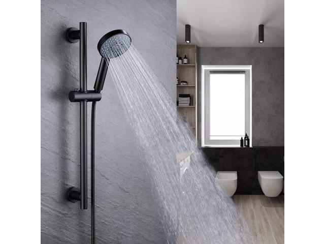 KES Adjustable Shower Head Holder with Slide Bar Combo, Handheld Shower Head with Hose 5-Function Handheld Shower Kit with Handheld Set Matte...