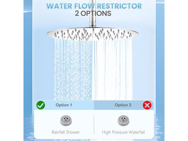 12 inch Ceiling Rainfall Shower Head Chrome - All Metal Stainless Steel Full Body Round Rain Shower with 120 Silicone Nozzles Modern Bathroom