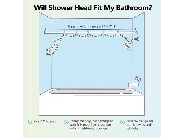 Double Shower Head for Couple, High Pressure Dual Showerhead, Adjustable Height Shower Rod, 5-Setting Handheld Shower Head, 5-Setting Handheld...