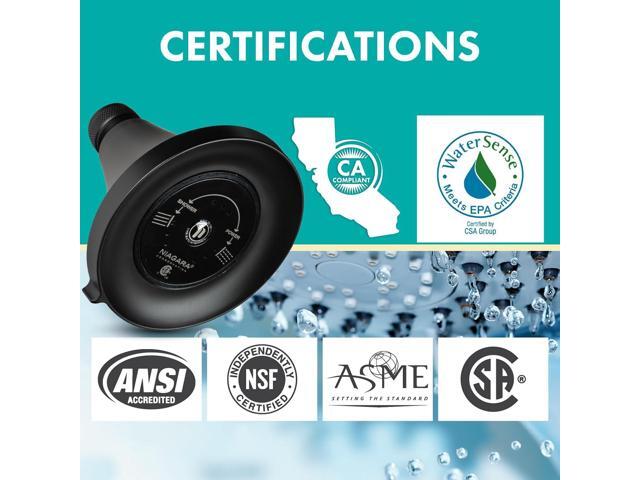 Niagara Conservation N3915MB Earth Luxe 3-Spray with 1.5 GPM 3.35-in. Wall Mount Adjustable Fixed Shower Head in Matte Black, 1-Pack Bathroom...