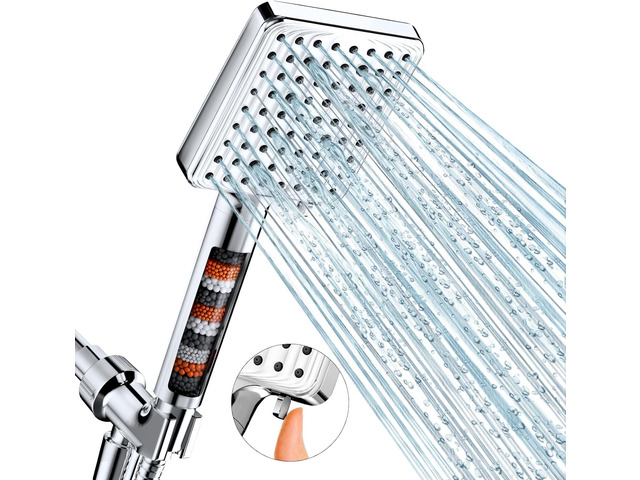 MakeFit Filtered Shower Head - 6 Modes High Pressure Handheld Shower Head with Filter Mineral Beads, Detachable Handheld Showerhead Set with...