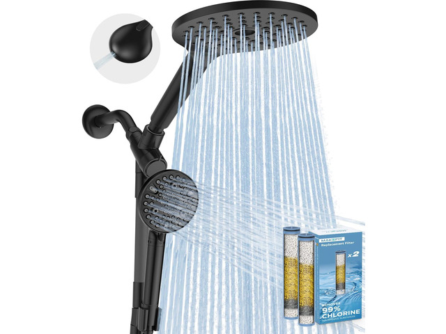 MakeFit Dual Filtered Rain Shower Head Combo, High Pressure Handheld Shower Head with Adjustable Bar - Rainfall Shower Head And Showerhead with...