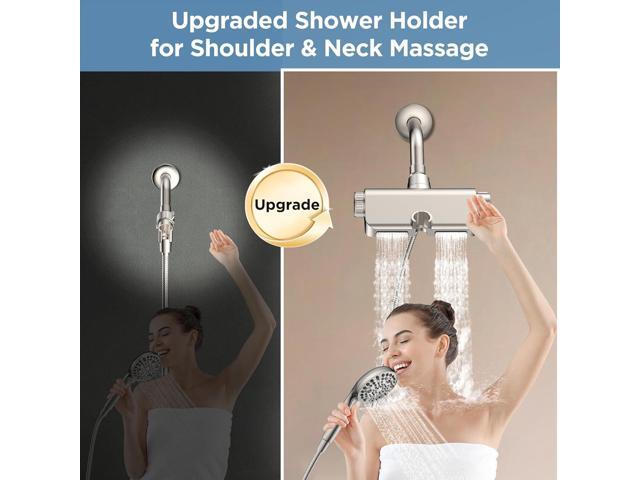 MakeFit Filtered Shower Head with Handheld Combo Brushed Nickel - Dual 2-in-1 Spa System with Massage Shower Head and 10 Modes Hand Held...
