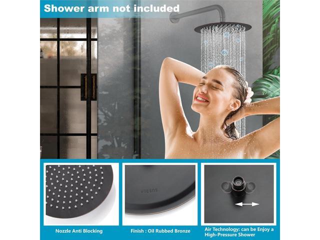 Midanya Round Rainfall Shower Head High Pressure Stainless Steel Waterfall Large Rain Shower Head Ultra Thin Design,Oil Rubbed Bronze 12 Inch