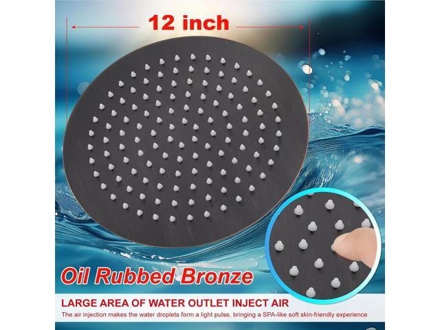 Midanya Round Rainfall Shower Head High Pressure Stainless Steel Waterfall Large Rain Shower Head Ultra Thin Design,Oil Rubbed Bronze 12 Inch