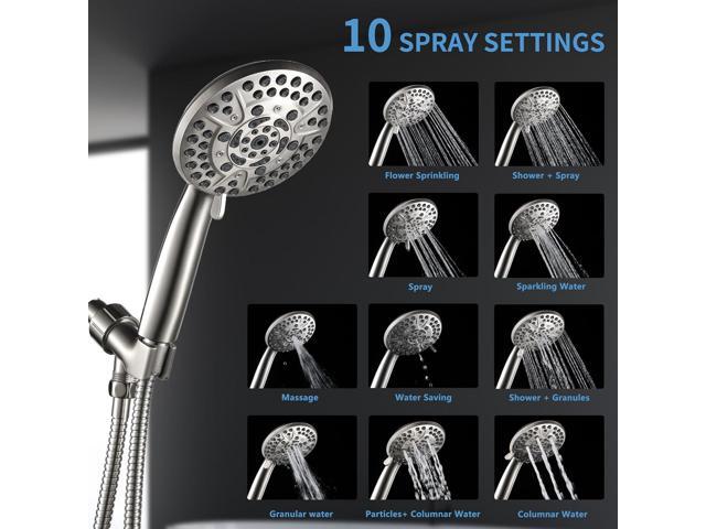 10 Spray Shower Head with Handheld,High Pressure shower heads with Handheld Spray Combo,Hand Held Shower Head with 60 Inch Long Hose (Brushed Nickel)