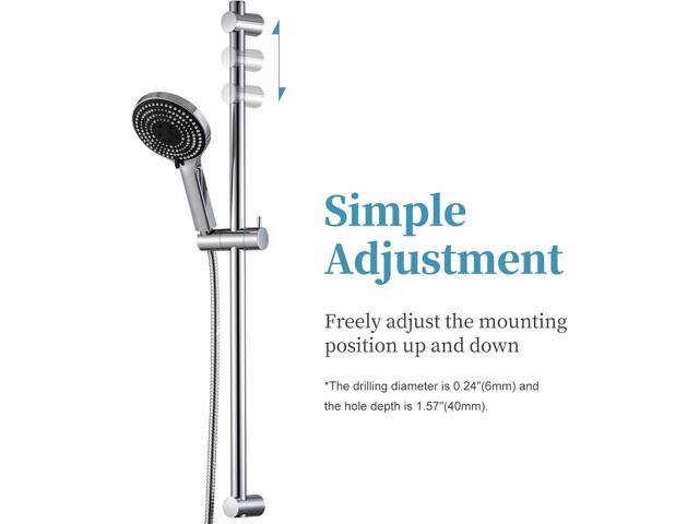 OFFO Shower Slide Bar Combo, Adjustable 33 in Slide Bar with 6-Mode High Pressure Handheld Shower Head and 60 in Stainless Steel Hose, Screw Wall...