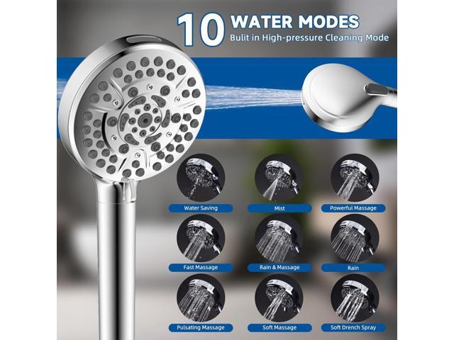 Metal Dual Shower Head Easy Reach, High Pressure 10-Spray Handheld Showerhead Rainfall Shower Head Combo with 11' Shower Extension Arm, 71' Hose,...