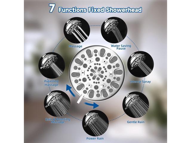 Metal Dual Shower Head Easy Reach, High Pressure 10-Spray Handheld Showerhead Rainfall Shower Head Combo with 11' Shower Extension Arm, 71' Hose,...