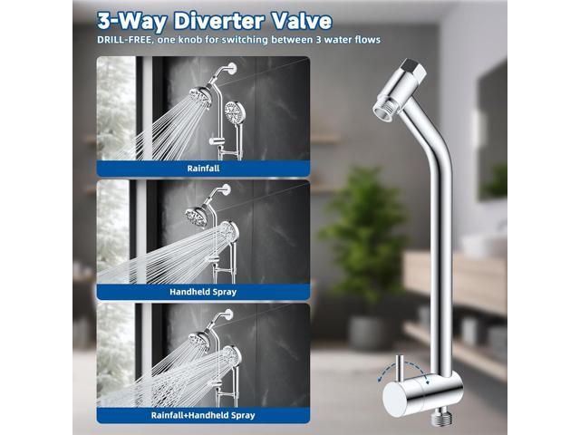 Metal Dual Shower Head Easy Reach, High Pressure 10-Spray Handheld Showerhead Rainfall Shower Head Combo with 11' Shower Extension Arm, 71' Hose,...