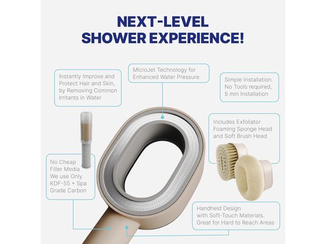 NU Aqua Handheld Filtered Shower Head - Black - High Pressure Shower Filter Protects Hair and Skin - Reduces Hair Shedding, Dandruff, and Dry Skin...