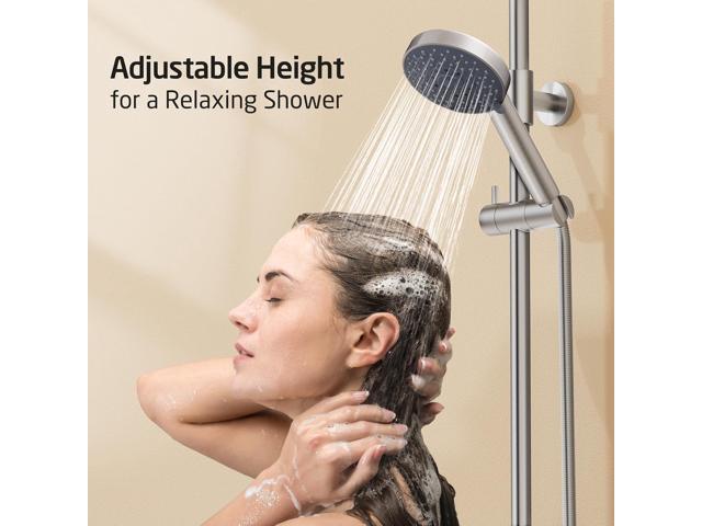 KES 18/8 Stainless Steel Shower Slide Bar 30-Inch with Adjustable Handheld Shower Head and 59-Inch Hose, 5-Function Hand Shower with Wall Mount...