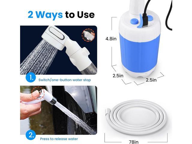 Portable Camping Shower Outdoor Camp Shower Pump,Upgrade Rechargeable Electric Shower Pump with Intelligent Digital Display Multiple Spray Modes...