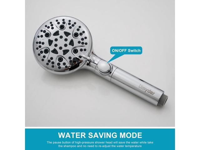 Handheld Shower Head with ON/OFF Switch,Detachable 8 Mode High Pressure Shower Wand with Long Hose and Bracket PLUS Extra Adhesive Holder for Lower...