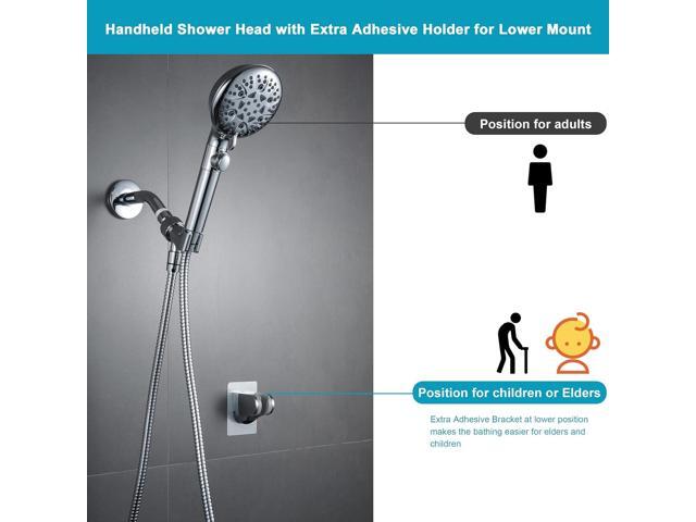 Handheld Shower Head with ON/OFF Switch,Detachable 8 Mode High Pressure Shower Wand with Long Hose and Bracket PLUS Extra Adhesive Holder for Lower...
