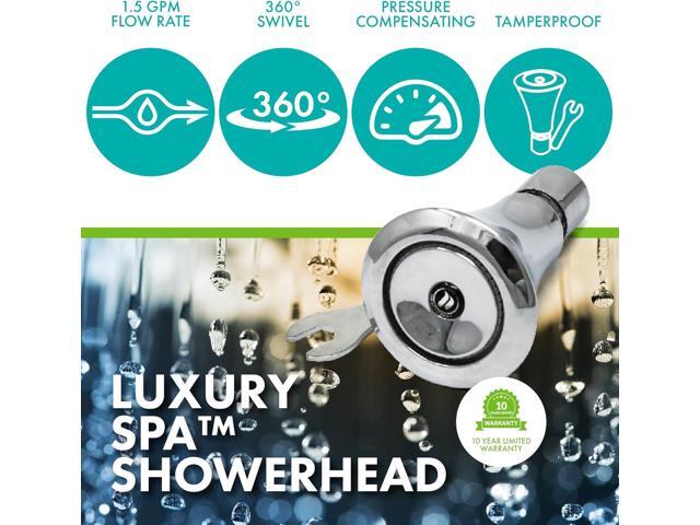 Niagara Conservation N2150-TP Luxury Spa 1-Spray with 1.5 GPM 2.35-in. Wall Mount Adjustable Fixed Shower Head in Chrome, 1-Pack Bathroom Shower...